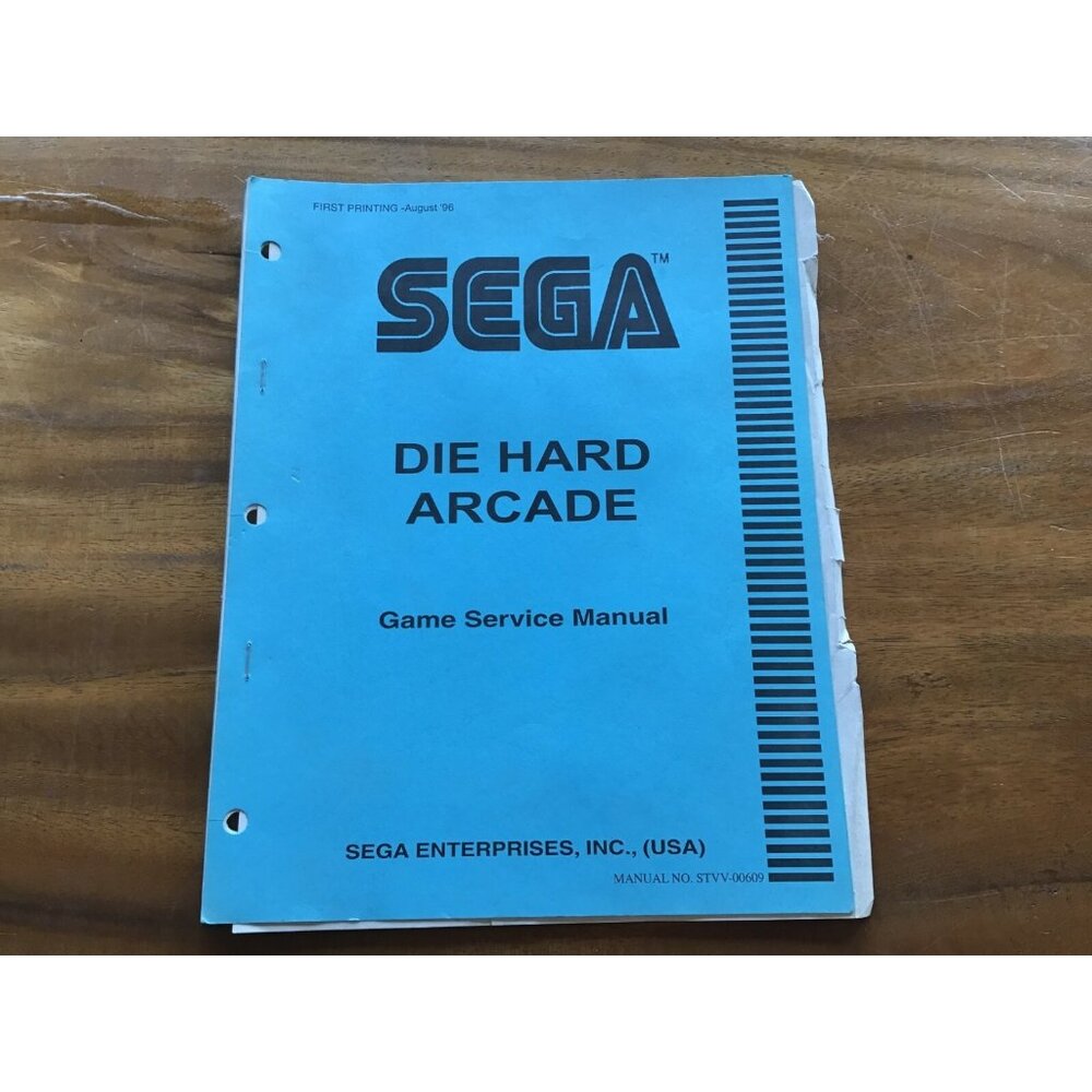 Vintage ORIGINAL Die Hard Sega Arcade Game Service Manual